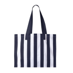 Bolsa grande de algodón reciclado con diseño de rayas verticales color azul primera vista