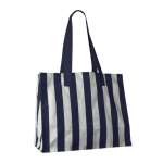 Bolsa grande de algodón reciclado con diseño de rayas verticales color azul segunda vista