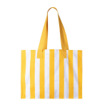 Bolsa grande de algodón reciclado con diseño de rayas verticales color amarillo primera vista