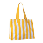 Bolsa grande de algodón reciclado con diseño de rayas verticales color amarillo segunda vista