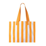 Bolsa grande de algodón reciclado con diseño de rayas verticales color naranja primera vista