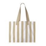 Bolsa grande de algodón reciclado con diseño de rayas verticales color beige primera vista
