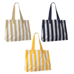 Bolsa grande de algodón reciclado con diseño de rayas verticales primera vista