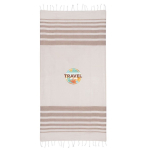 Pareo de algodón reciclado y poliéster con flecos 150 g/m2 color beige tercera vista