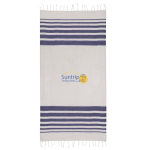 Pareo de algodón reciclado y poliéster con flecos 150 g/m2 color azul marino tercera vista