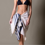 Pareo de algodón reciclado y poliéster con flecos 150 g/m2 tercera vista