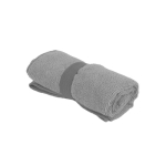 Toalla de deporte de poliéster y poliamida con elástico para plegar color gris primera vista