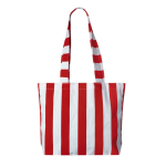 Bolsa para la playa de algodón reciclado con diseño a rayas color rojo primera vista