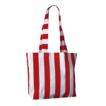 Bolsa para la playa de algodón reciclado con diseño a rayas color rojo segunda vista