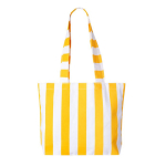 Bolsa para la playa de algodón reciclado con diseño a rayas color amarillo primera vista