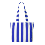 Bolsa para la playa de algodón reciclado con diseño a rayas color azul real primera vista