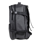 Mochila de poliéster RPET con múltiples compartimientos y un zapatero color gris cuarta vista