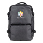 Mochila de poliéster RPET con múltiples compartimientos y un zapatero color gris vista detalle 2