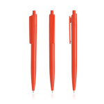 Bolígrafo ecológico con cuerpo monocolor y clip ancho tinta azul color rojo