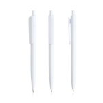 Bolígrafo ecológico con cuerpo monocolor y clip ancho tinta azul color blanco