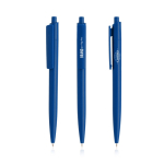 Bolígrafo ecológico con cuerpo monocolor y clip ancho tinta azul color azul marino vista con logo impreso