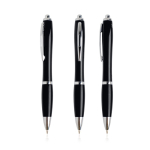 Bolígrafo de plástico de los océanos detalles cromados tinta azul color negro vista 11