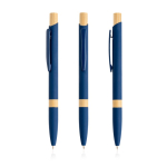 Bolígrafo de aluminio reciclado con detalles de bambú tinta azul color azul marino