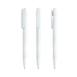 Bolígrafo de plástico reciclado con clip ancho y tinta azul color blanco