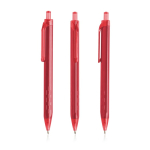 Bolígrafo triangular de plástico con detalles transparentes tinta azul color rojo oscuro