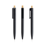 Bolígrafo de plástico reciclado con botón de bambú tinta azul color negro vista 11