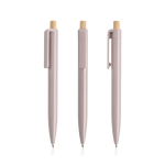 Bolígrafo de plástico reciclado con botón de bambú tinta azul color rosa claro