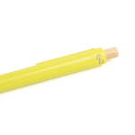 Bolígrafo de plástico reciclado con botón de bambú tinta azul