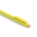 Bolígrafo de plástico reciclado con botón de bambú tinta azul vista 1