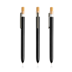 Bolígrafo con plástico de los océanos y pulsador de bambú tinta negra color negro vista 11