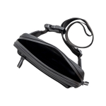 Riñonera de cuero sintético impermeable con dos compartimentos color negro vista 2