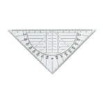 Escuadra de plástico transparente rígido con medición de 45º tercera vista