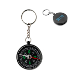 Llavero personalizable de plástico con brújula incluida color negro vista de impresión