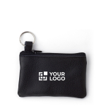 Monedero de piel con cremallera y llavero para personalizar color negro vista de impresión