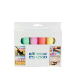 Caja de cartón personalizable con 6 tizas grandes para colorear color multicolor vista de impresión