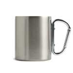 Taza de doble pared de acero inoxidable reciclado con mosquetón 300ml color plateado