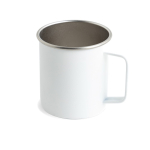 Taza de acero inoxidable reciclado con diseño moderno y asa 400ml color blanco vista 1