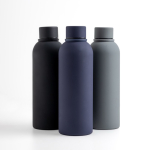 Botella térmica de acero inoxidable con acabado de goma 500ml vista con varios colores