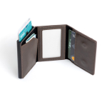 Monedero y tarjetero con protección RFID y acceso con un solo click color marrón vista 3