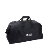 Bolsa de deporte con amplio bolsillo frontal y doble asas color negro vista de impresión