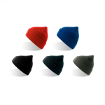 Gorro de poliéster reciclado de doble capa y parche personalizado vista con varios colores