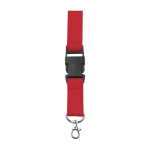 Lanyard de poliéster con mosquetón y llavero en varios colores color rojo primera vista