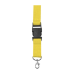 Lanyard de poliéster con mosquetón y llavero en varios colores color amarillo primera vista