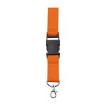 Lanyard de poliéster con mosquetón y llavero en varios colores color naranja primera vista