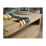 Lanyard de poliéster con mosquetón y llavero en varios colores color naranja segunda vista