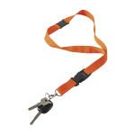 Lanyard de poliéster con mosquetón y llavero en varios colores color naranja cuarta vista