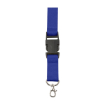 Lanyard de poliéster con mosquetón y llavero en varios colores color azul ultramarino primera vista