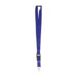 Lanyard de poliéster con mosquetón y llavero en varios colores color azul ultramarino cuarta vista