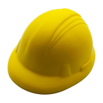Antiestrés hecho de PU en forma de casco de constructor color amarillo segunda vista