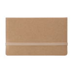 Porta memos de cartón con cierre elástico y bolsillo para tarjetas color marrón segunda vista