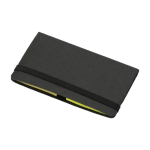 Porta memos de cartón con cierre elástico y bolsillo para tarjetas color negro cuarta vista